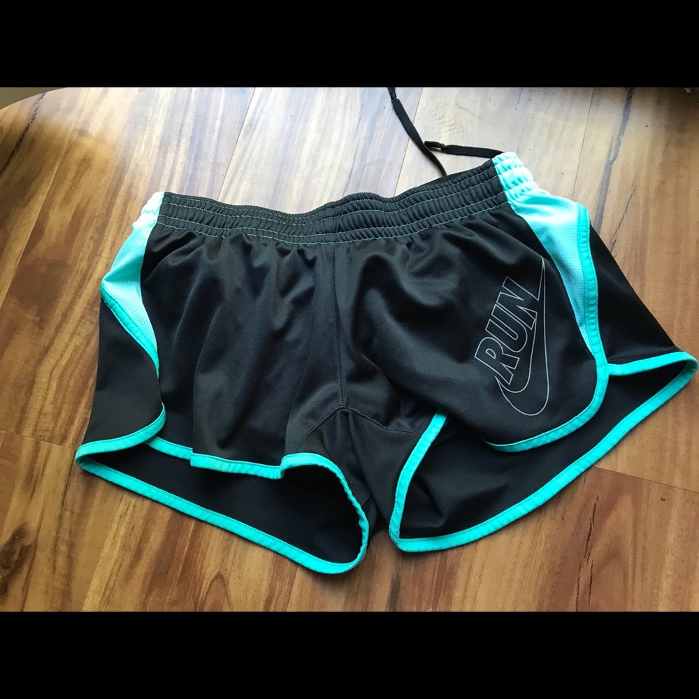 Teal and black nike shorts